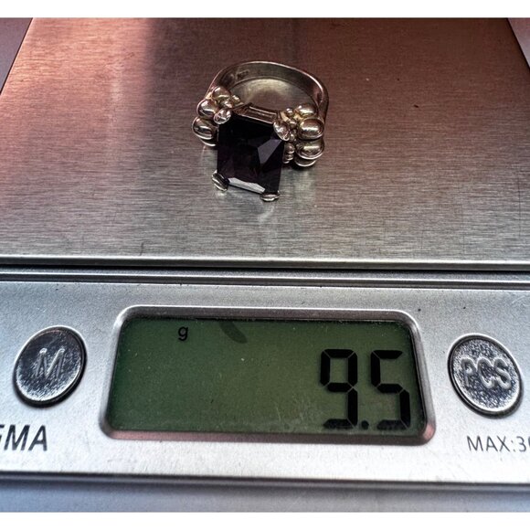 Vintage Sterling Silver 925 Ring w/ Purple Gemstone – Estate Size 4.5 - Picture 9 of 11